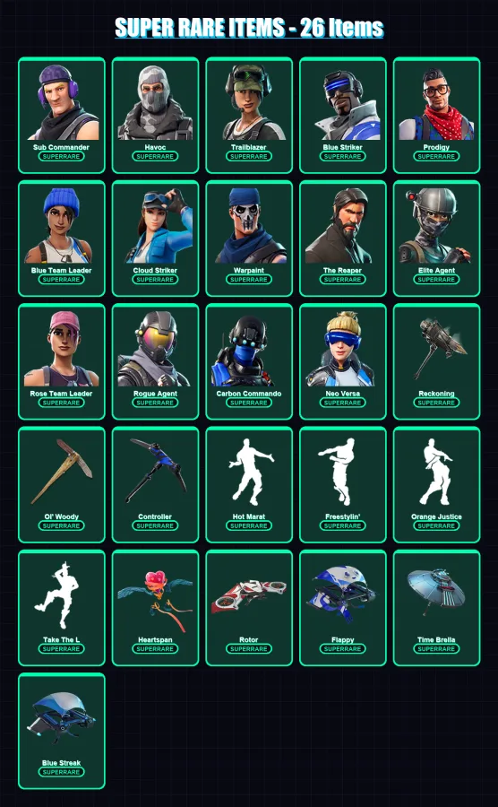 [PS4/PS5/XBOX/PC] | Double Helix | Sub Commander | Havoc | Trailblazer | Blue Striker | 109 skin | 96 pickaxe | 137 emote | 92 glider | Lv1489 — Fortnite account