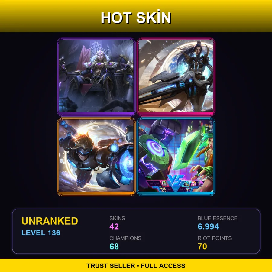 LAN | Lv136 | Unranked | 42 Skin | 68 Champ — LoL account