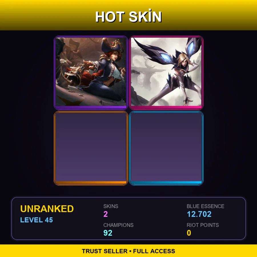 NA | Lv45 | Unranked | 2 Skin | 92 Champ
