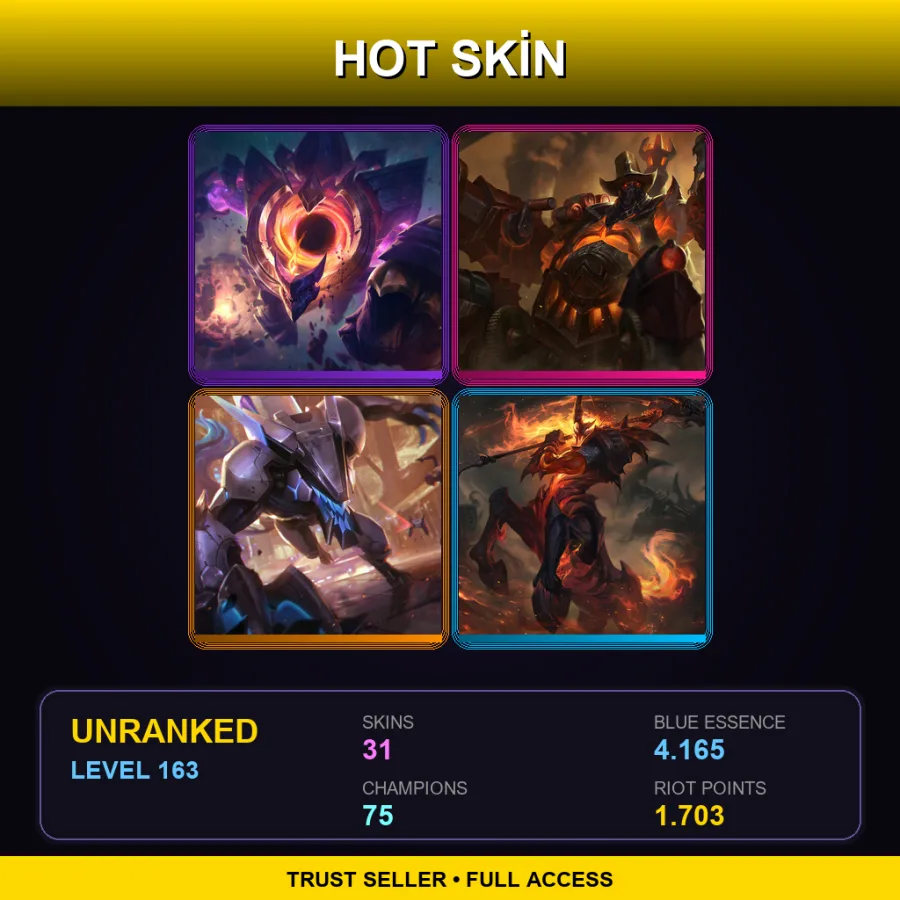 EUNE | Lv163 | Unranked | 31 Skin | 75 Champ — LoL account