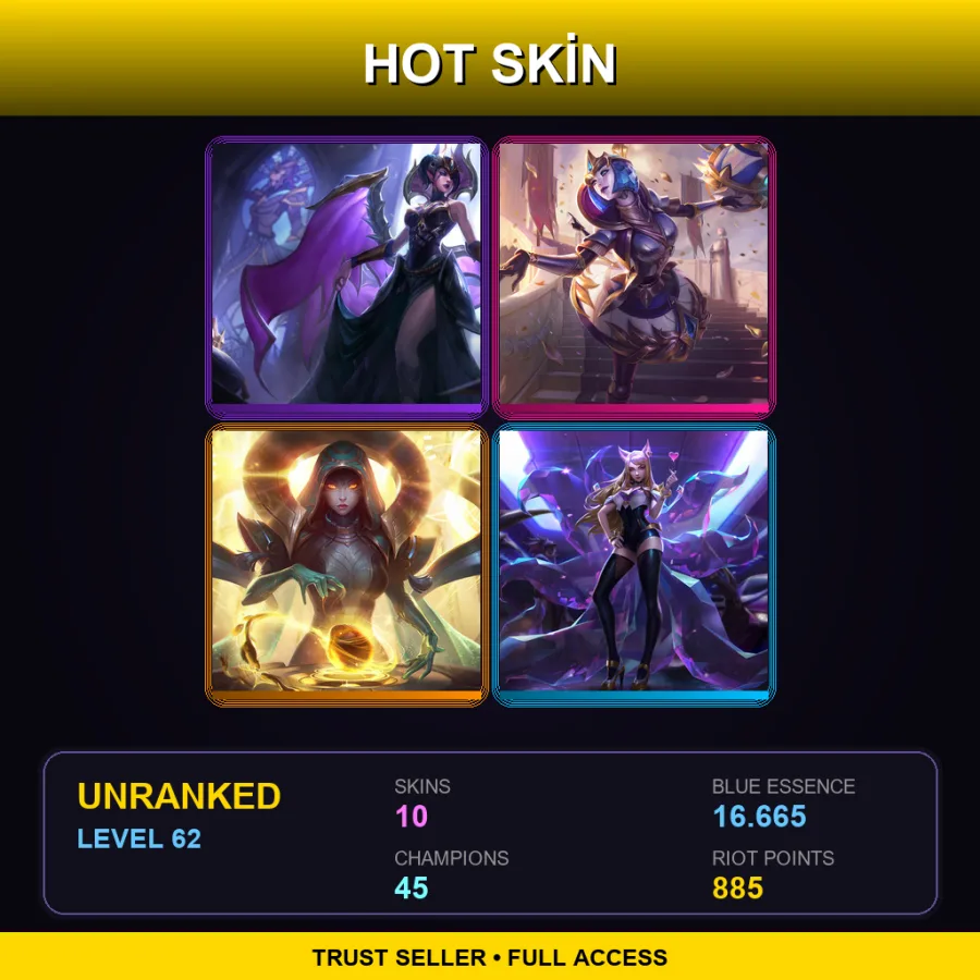 LAS | Lv62 | Unranked | 10 Skin | 45 Champ — Victorious Orianna