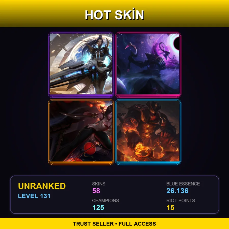 RU | Lv131 | Unranked | 58 Skin | 125 Champ — LoL account