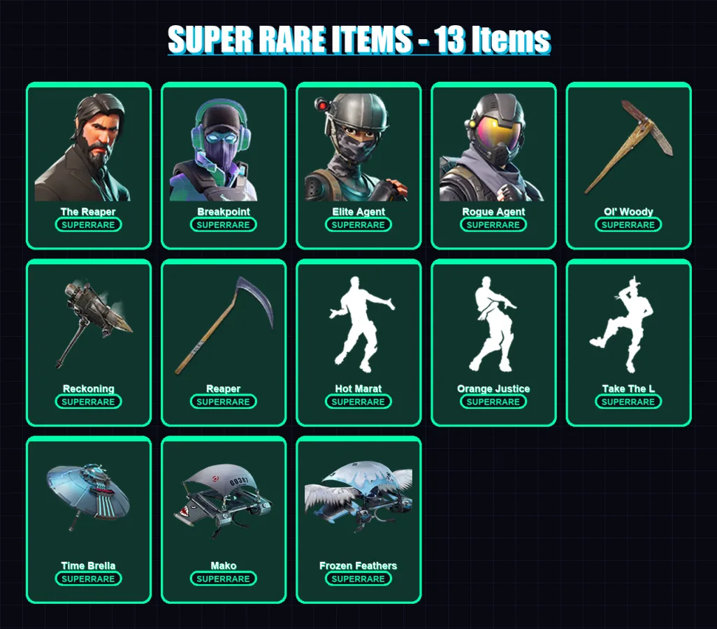 [PS4/PS5/PC] | The Reaper | Breakpoint | Elite Agent | Rogue Agent | Frostbite | 254 skin | 250 pickaxe | 252 emote | 198 glider | Lv2769