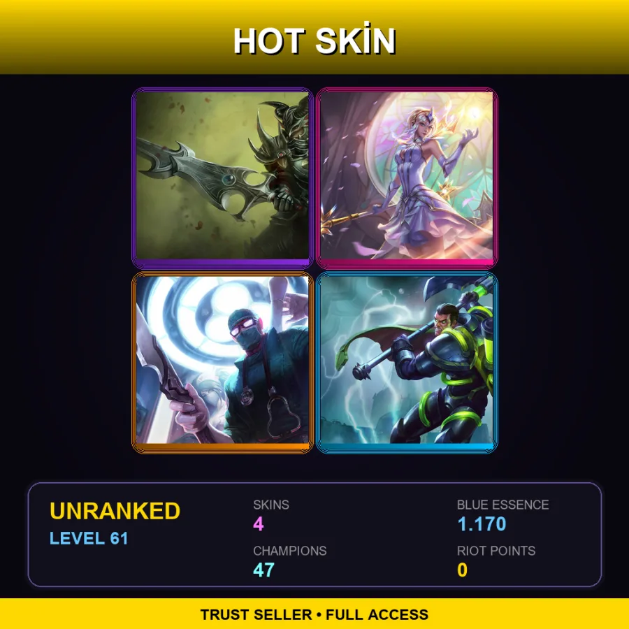 EUNE | Lv61 | Unranked | 4 Skin | 47 Champ