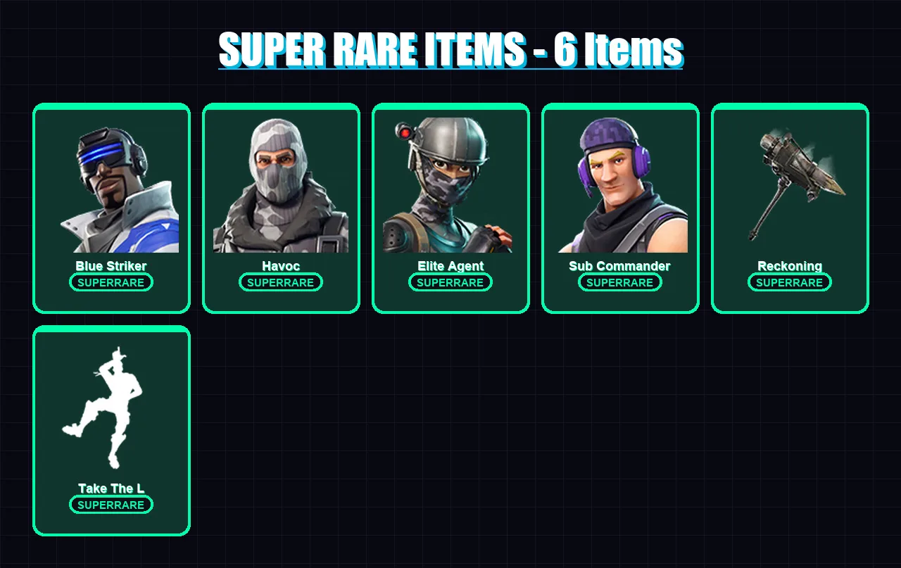 [PC/XBOX/PSN] | Blue Striker | Havoc | Elite Agent | Sub Commander | Blackheart | 30 skin | 38 pickaxe | 29 emote | 34 glider | Lv459