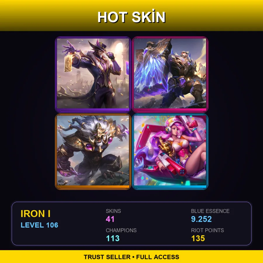 EUNE | Lv106 | Iron I | 41 Skin | 113 Champ