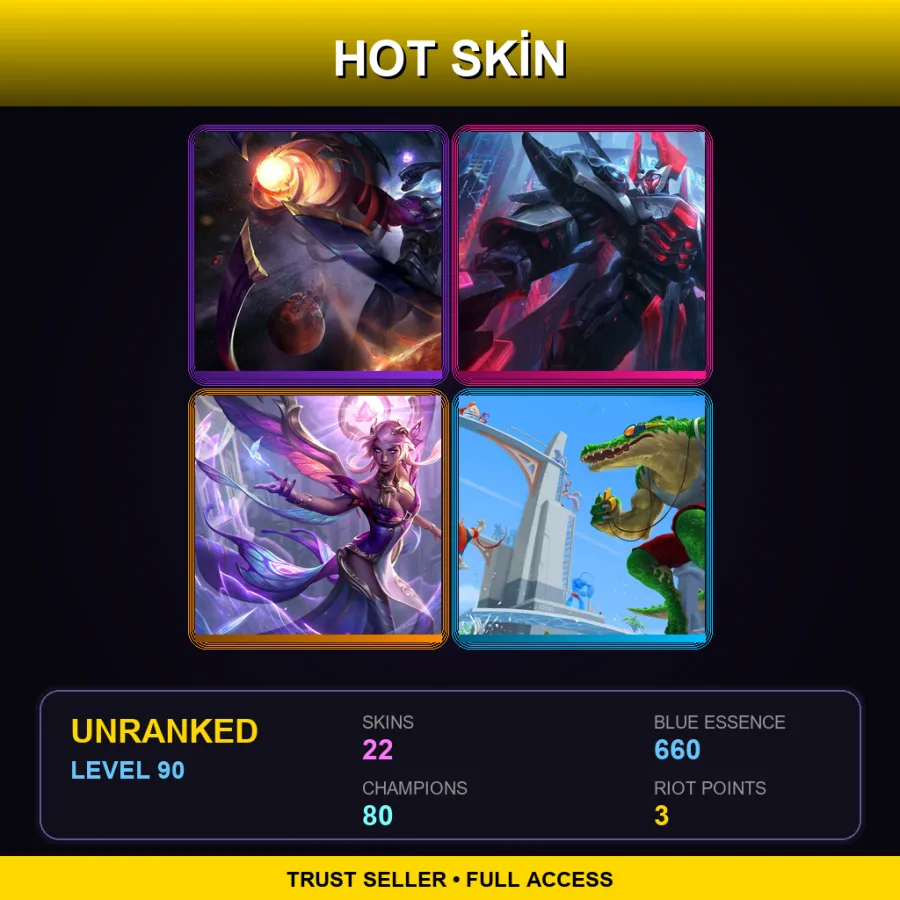LAS | Lv90 | Unranked | 22 Skin | 80 Champ — Dark Star Varus