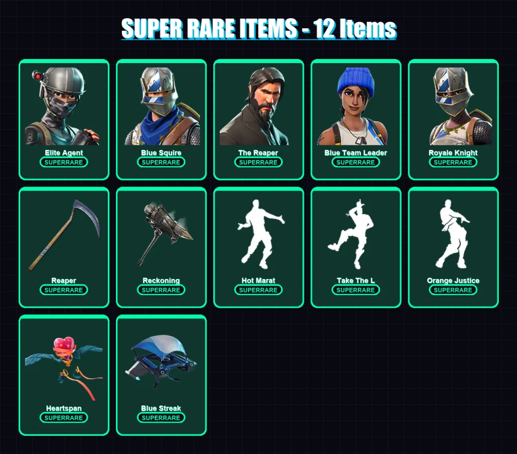 [PS4/PS5/XBOX/PC] | Elite Agent | Blue Squire | The Reaper | Blue Team Leader | Royale Knight | 64 skin | 45 pickaxe | 67 emote | 60 glider | Lv840