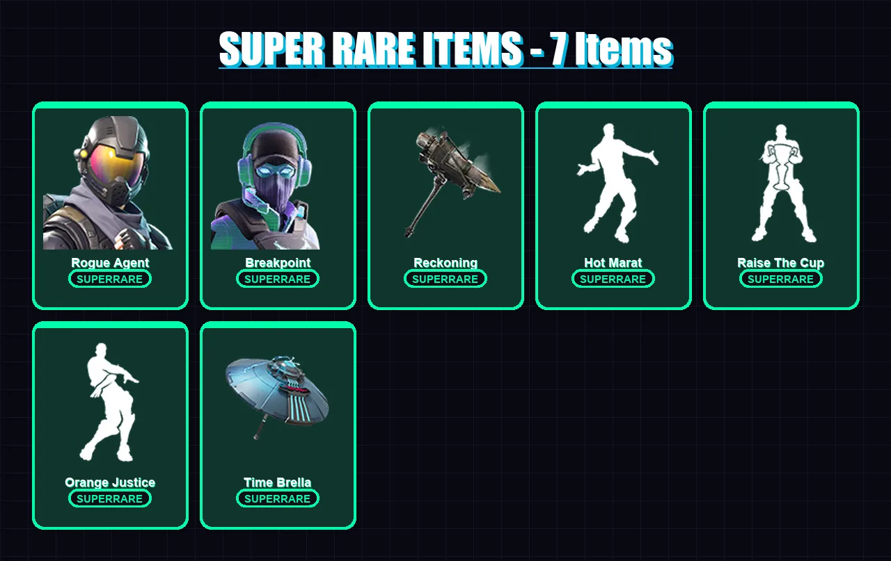 [PC/XBOX/PSN] | Rogue Agent | Breakpoint | Fusion | Eternal Knight | Midas | 119 skin | 160 pickaxe | 145 emote | 139 glider | Lv2021