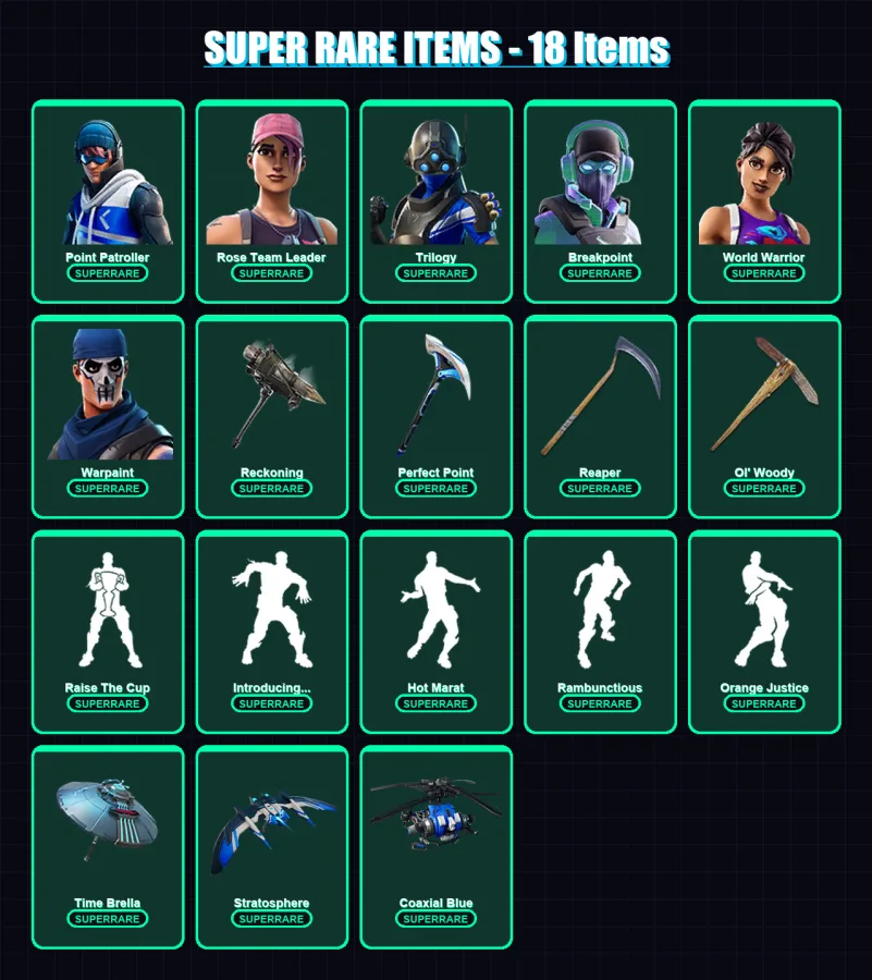 [PC/XBOX] | Point Patroller | Rose Team Leader | Trilogy | Breakpoint | World Warrior | 122 skin | 122 pickaxe | 138 emote | 120 glider | Lv1444 — Game account