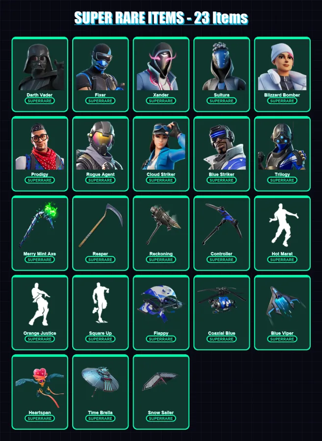 [PC/XBOX] | Darth Vader | Fixer | Xander | Sultura | Blizzard Bomber | 236 skin | 258 pickaxe | 226 emote | 198 glider | Lv2951
