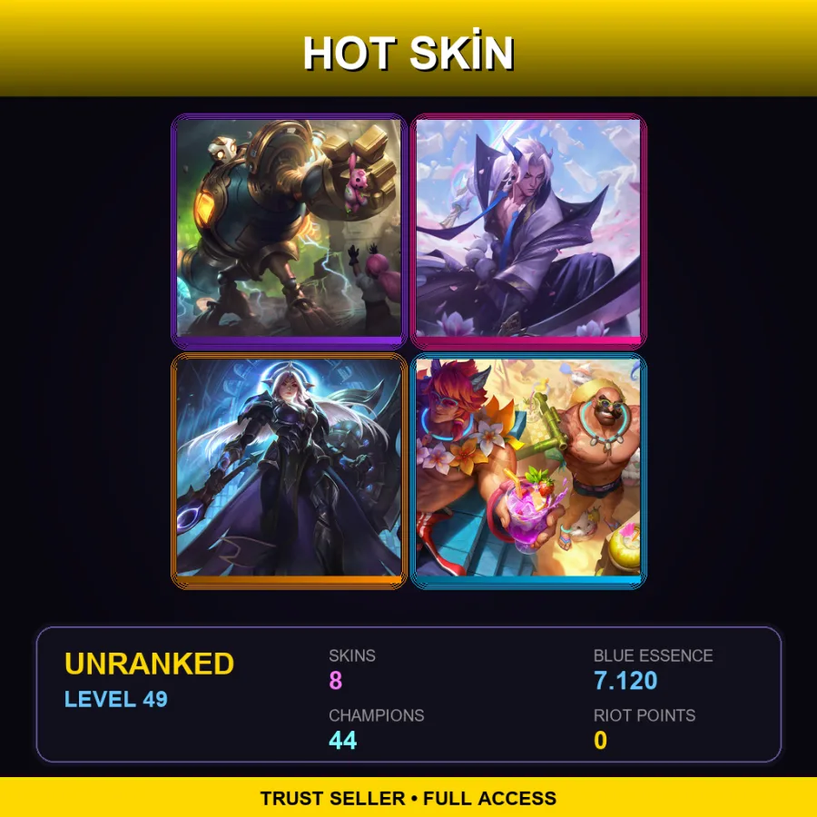 EUW | Lv49 | Unranked | 8 Skin | 44 Champ