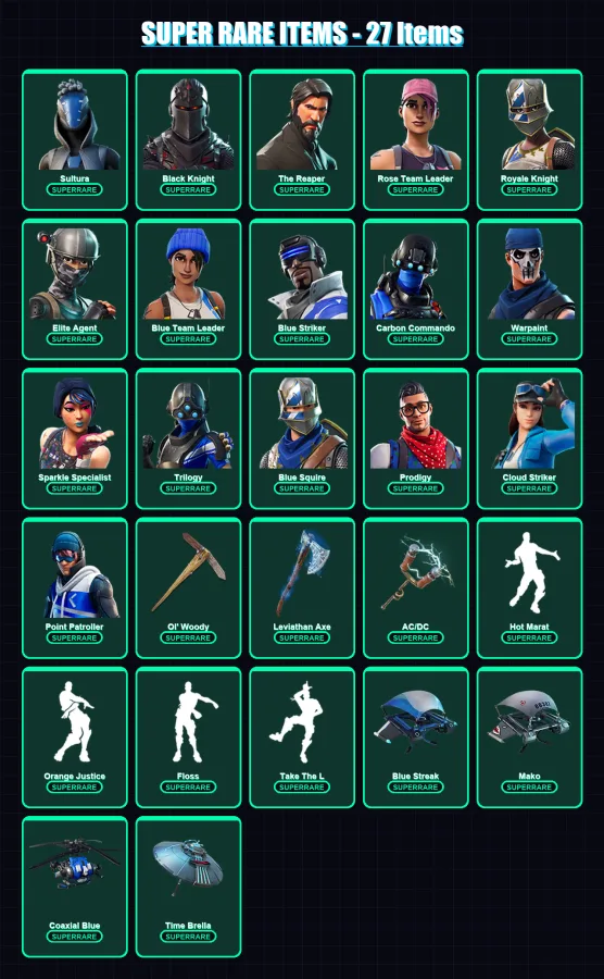[PC/XBOX] | Sultura | Black Knight | The Reaper | Rose Team Leader | Royale Knight | 74 skin | 99 pickaxe | 88 emote | 101 glider | Lv1479