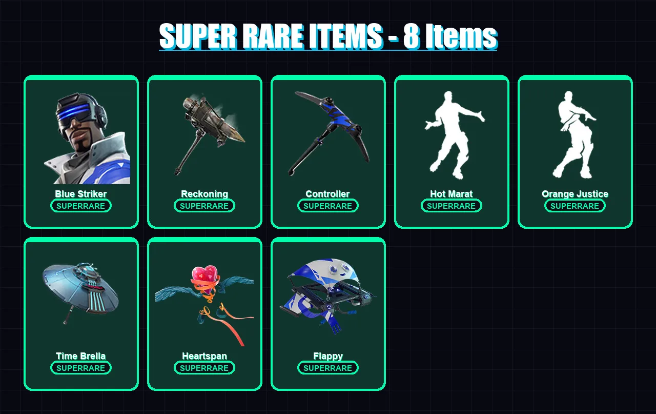 [PC/XBOX] | Blue Striker | The Ice King | Ruin | Drift | Carbide | 60 skin | 68 pickaxe | 74 emote | 75 glider | Lv913