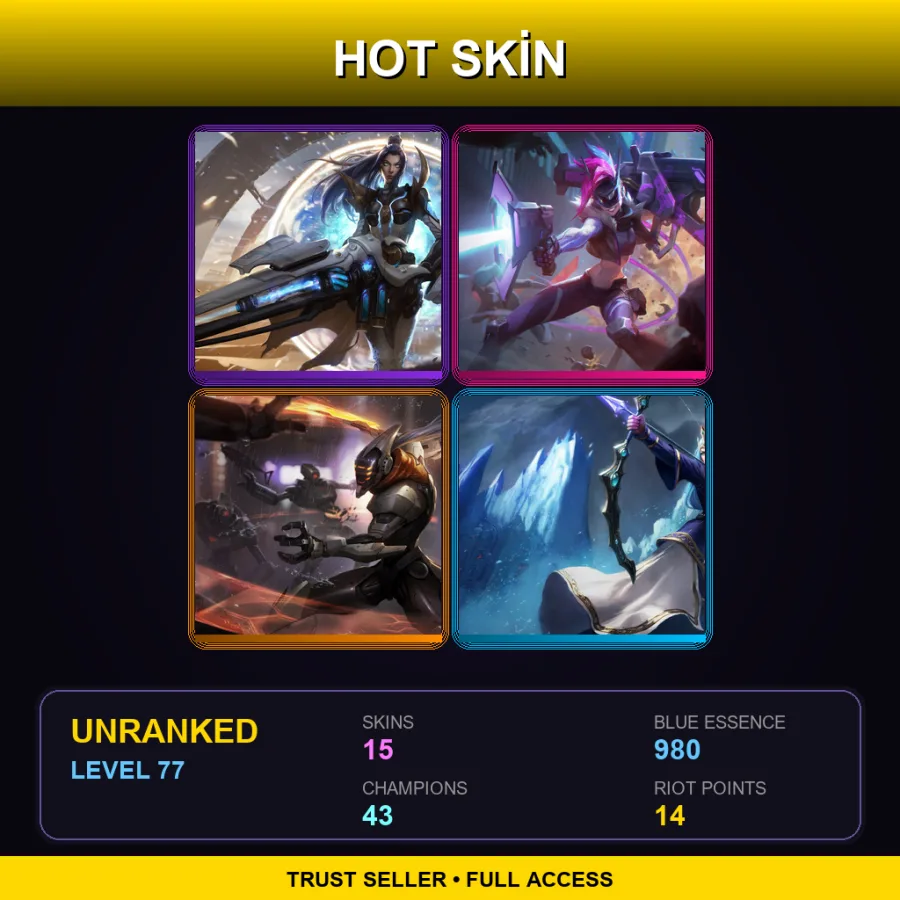 VN | Lv77 | Unranked | 15 Skin | 43 Champ
