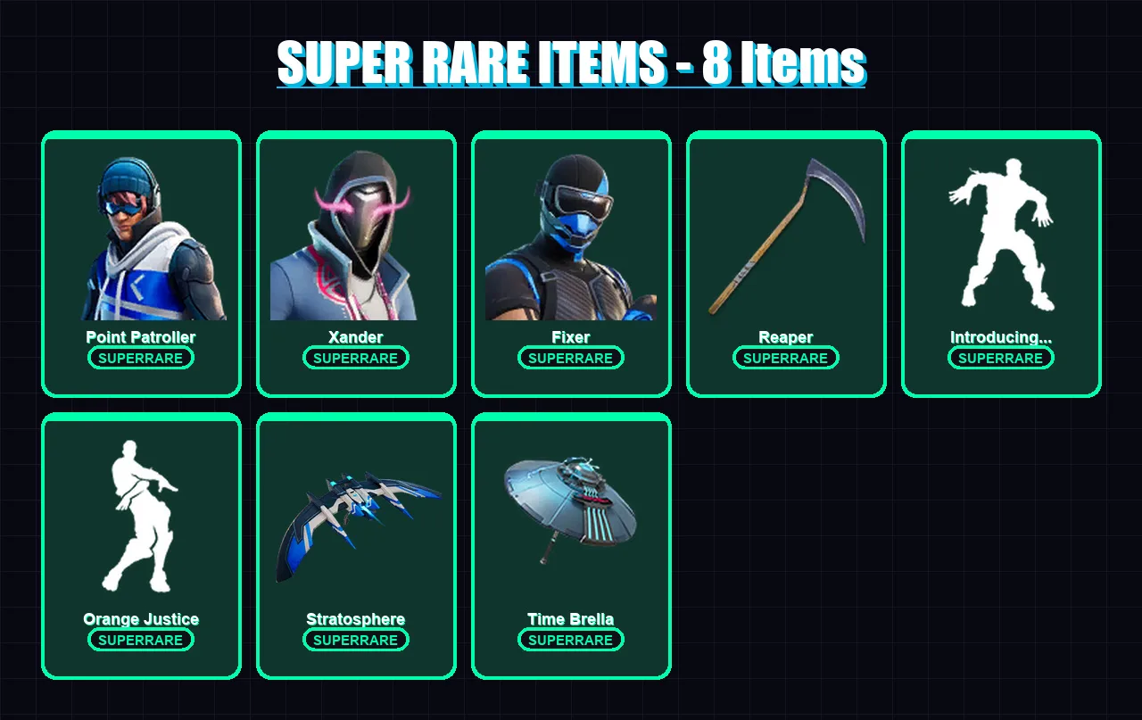 [PC/XBOX] | Point Patroller | Xander | Fixer | Galaxia | Snap | 88 skin | 105 pickaxe | 91 emote | 95 glider | Lv1740