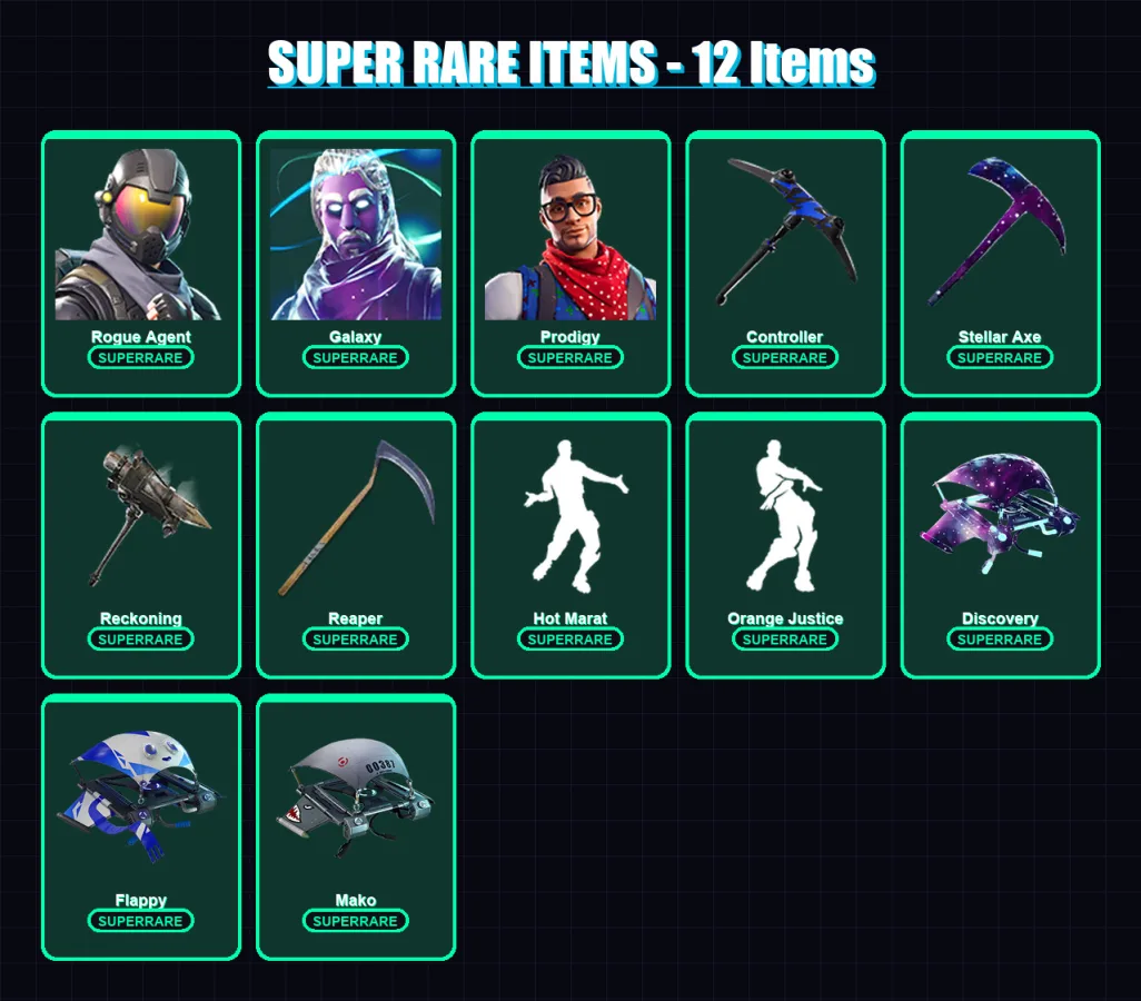 [PC] | Rogue Agent | Galaxy | Prodigy | Drift | Ragnarok | 46 skin | 56 pickaxe | 48 emote | 67 glider | Lv1010