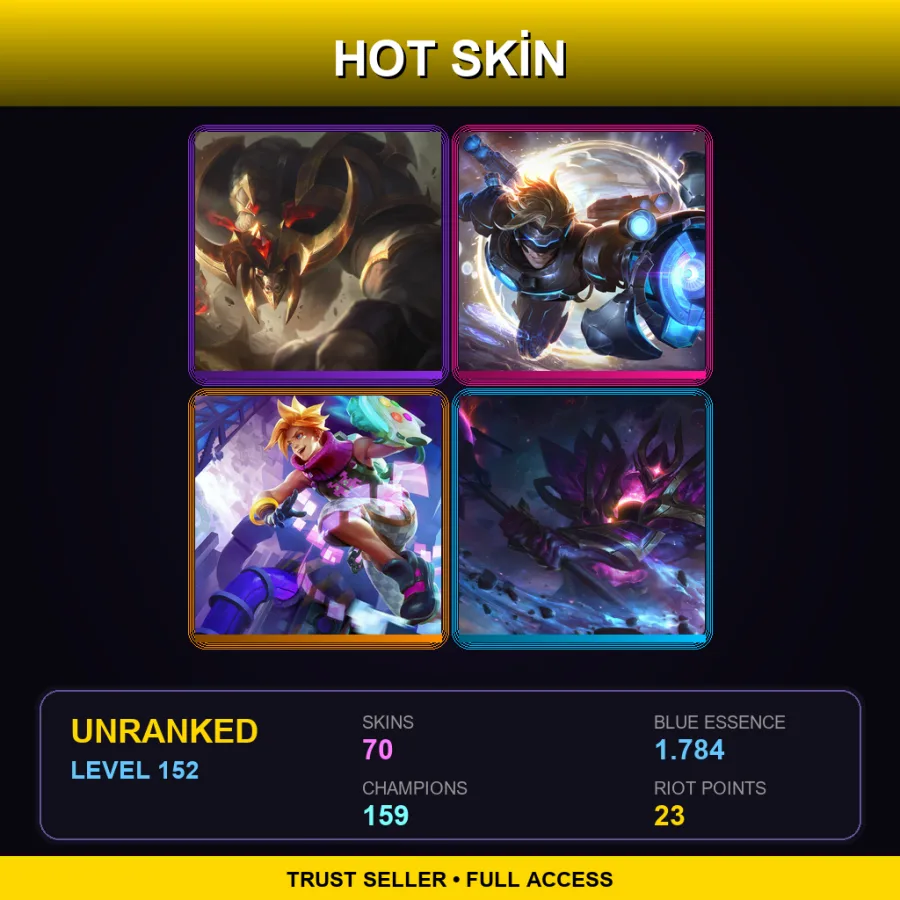 EUW | Lv152 | Unranked | 70 Skin | 159 Champ — LoL account