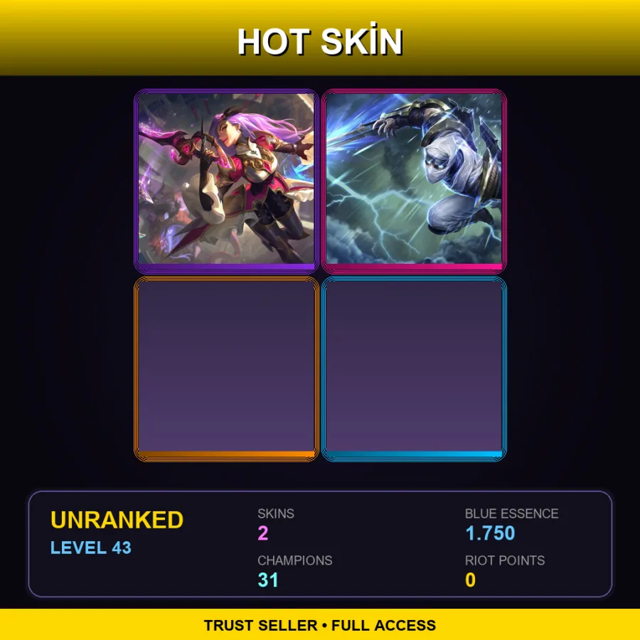 TR | Lv43 | Unranked | 2 Skin | 31 Champ — Unranked / Smurf League of Legends