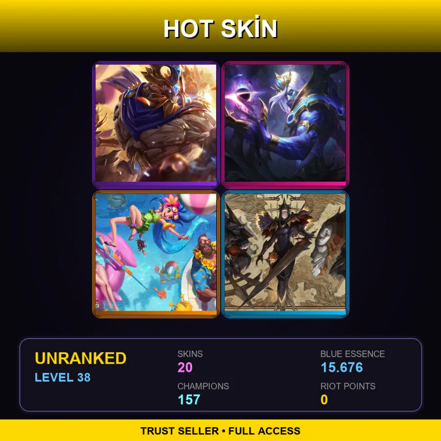 SG | Lv38 | Unranked | 20 Skin | 157 Champ