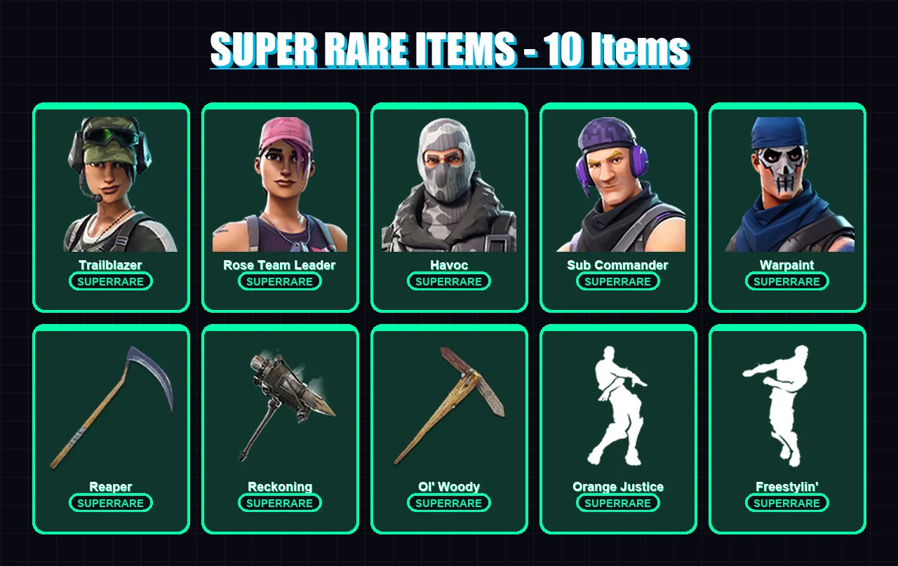 [PC/XBOX] | Trailblazer | Rose Team Leader | Havoc | Sub Commander | Warpaint | 35 skin | 27 pickaxe | 32 emote | 30 glider | Lv352