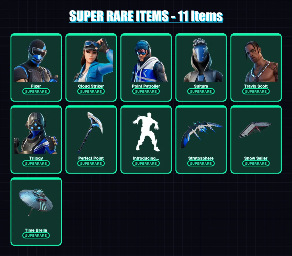[PS4/PS5/XBOX/PC] | Fixer | Cloud Striker | Point Patroller | Sultura | Travis Scott | 31 skin | 68 pickaxe | 56 emote | 74 glider | Lv892