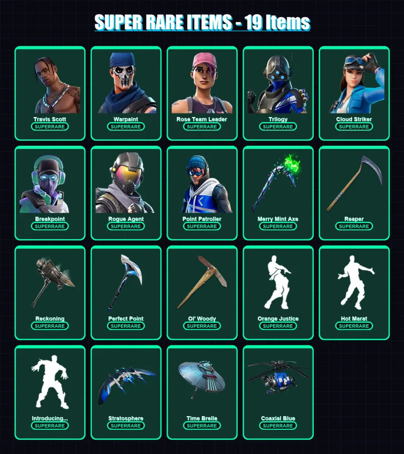 [PS4/PS5/XBOX/PC] | Travis Scott | Warpaint | Rose Team Leader | Trilogy | Cloud Striker | 181 skin | 171 pickaxe | 168 emote | 141 glider | Lv1698 — Fortnite account