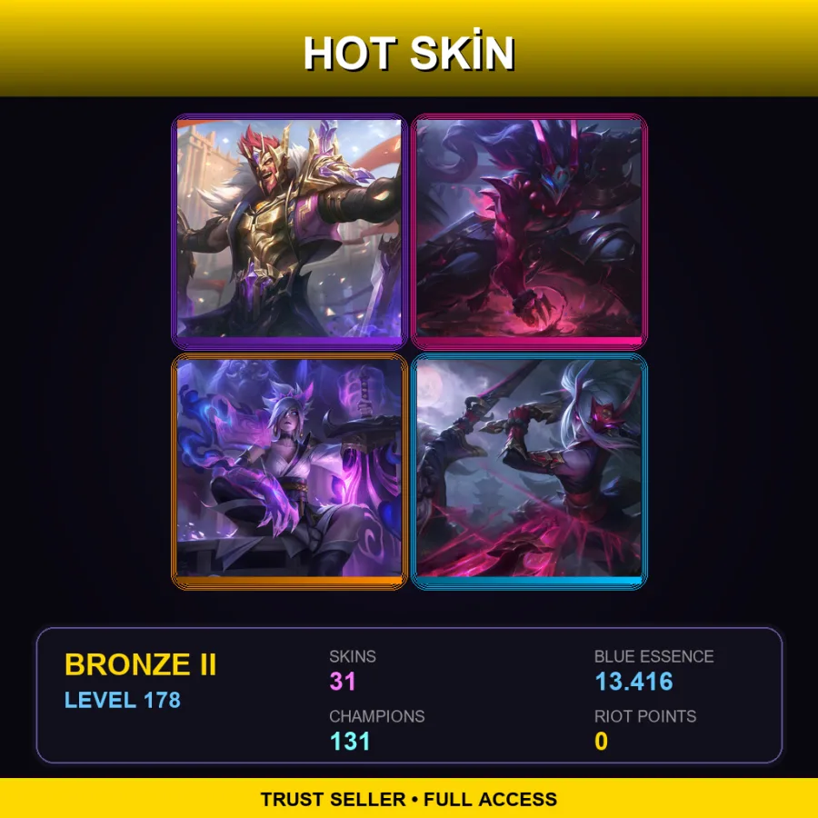 EUNE | Lv178 | Bronze II | 31 Skin | 131 Champ — LoL account