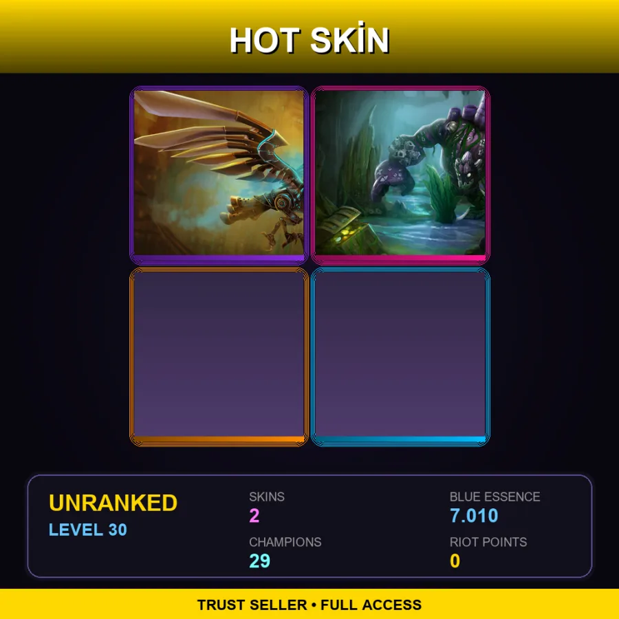 EUNE | Lv30 | Unranked | 2 Skin | 29 Champ — Coral Reef Malphite