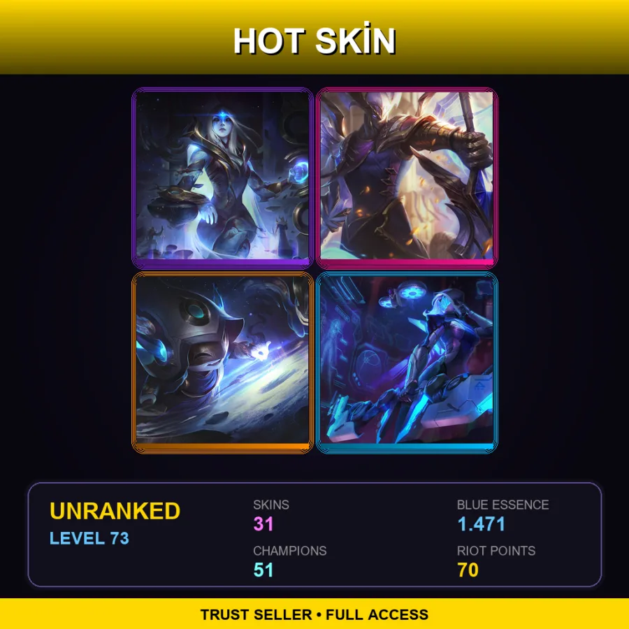LAN | Lv73 | Unranked | 31 Skin | 51 Champ — Vindicator Vayne
