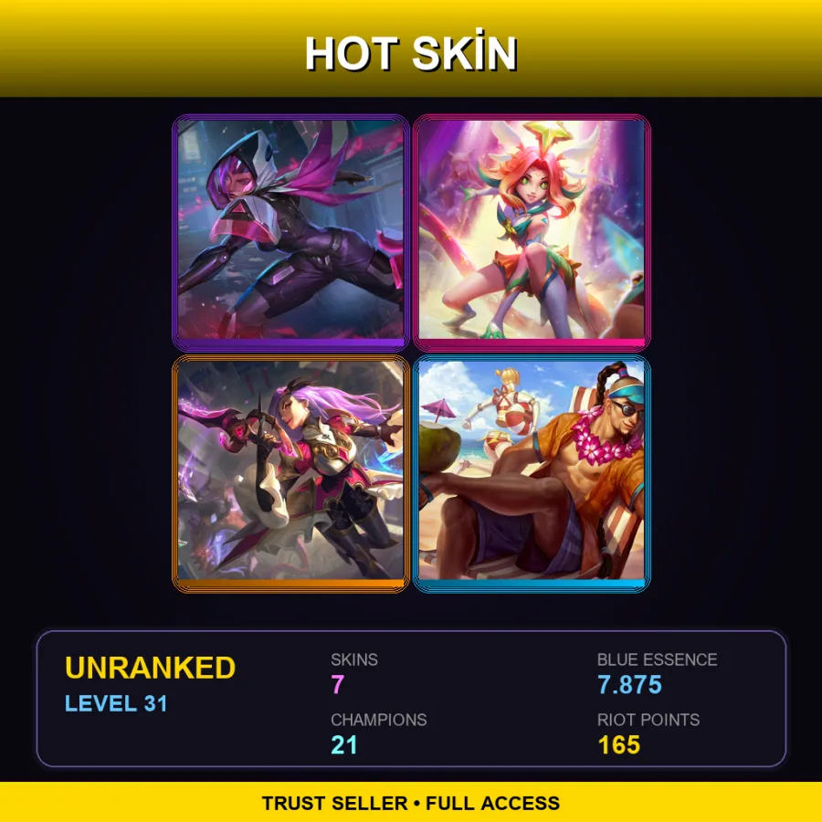 JP | Lv31 | Unranked | 7 Skin | 21 Champ — LoL account