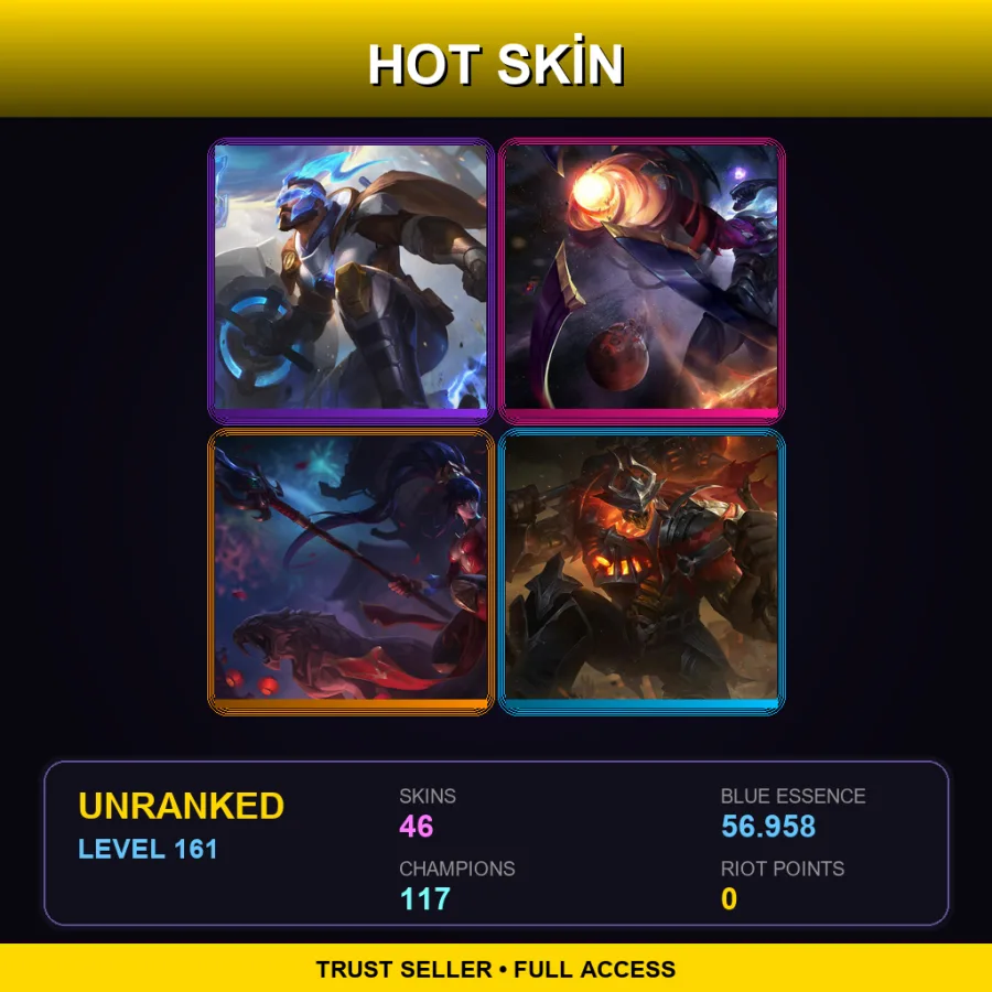 LAN | Lv161 | Unranked | 46 Skin | 117 Champ — LoL account