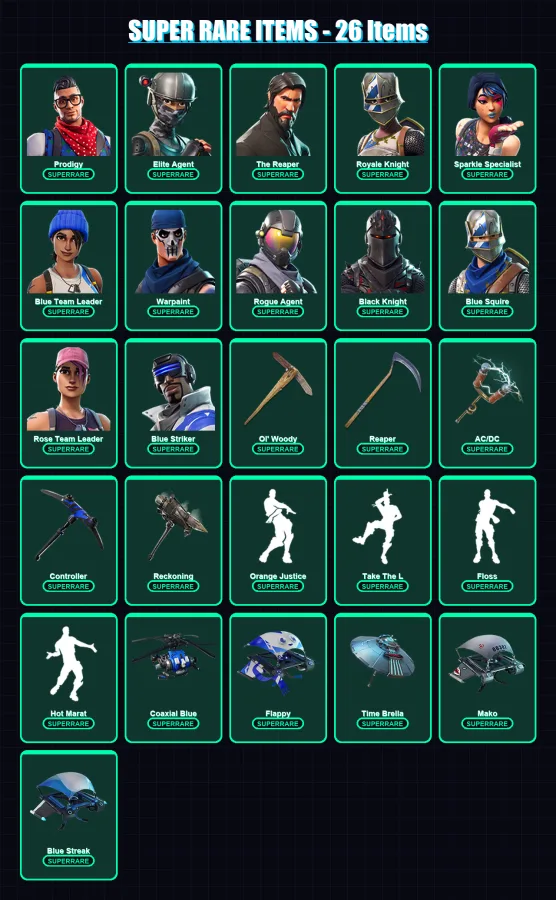 [PC/XBOX] | Prodigy | Elite Agent | The Reaper | Royale Knight | Sparkle Specialist | 81 skin | 76 pickaxe | 88 emote | 80 glider | Lv991