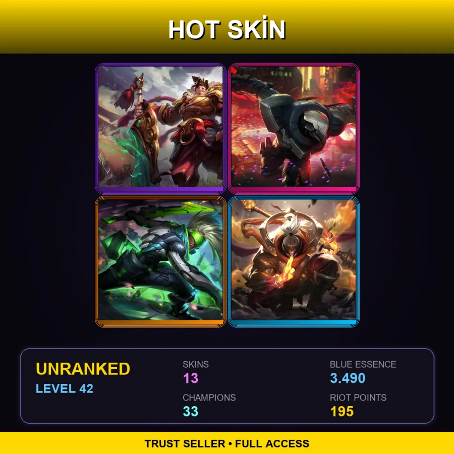 EUW | Warring Kingdoms Garen | PROJECT: Zed | PROJECT: Ekko | God Staff Jax | 13 Skin | 33 Champ | Lv42