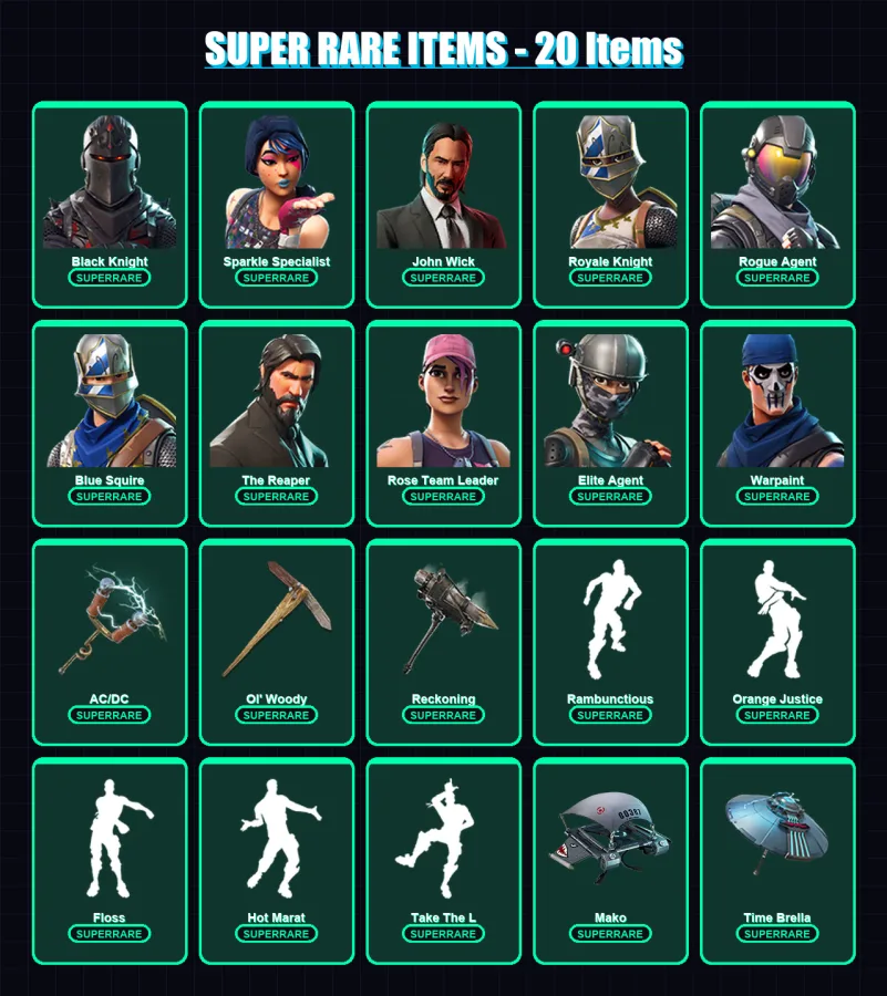 [PC/PSN] | Black Knight | Sparkle Specialist | John Wick | Royale Knight | Rogue Agent | 135 skin | 144 pickaxe | 120 emote | 124 glider | Lv1849 — Fortnite account