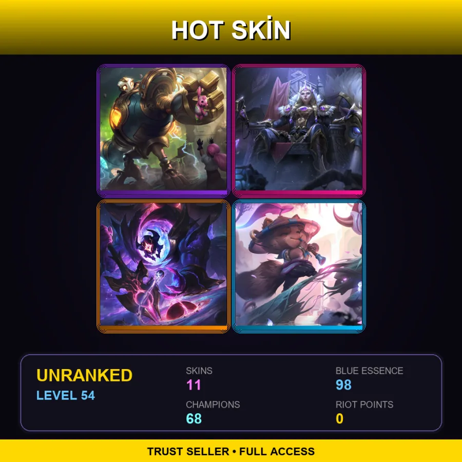 EUW | Lv54 | Unranked | 11 Skin | 68 Champ
