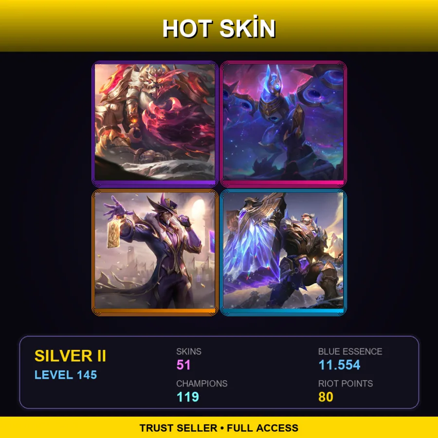 EUNE | Lv145 | Silver II | 51 Skin | 119 Champ