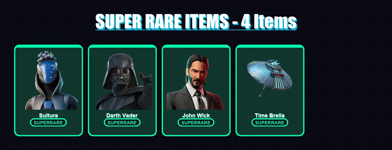 [PS4/PS5/XBOX/PC] | Sultura | Darth Vader | John Wick | Ronin | The Imagined | 124 skin | 194 pickaxe | 112 emote | 138 glider | Lv2744