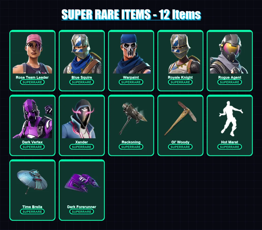 [PC/XBOX/PSN] | Rose Team Leader | Blue Squire | Warpaint | Royale Knight | Rogue Agent | 111 skin | 103 pickaxe | 100 emote | 87 glider | Lv1304