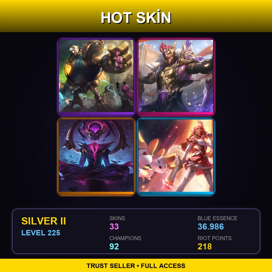 TR | Lv225 | Silver II | 33 Skin | 92 Champ