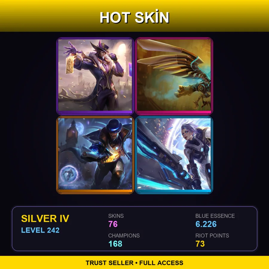 LAN | Lv242 | Silver IV | 76 Skin | 168 Champ