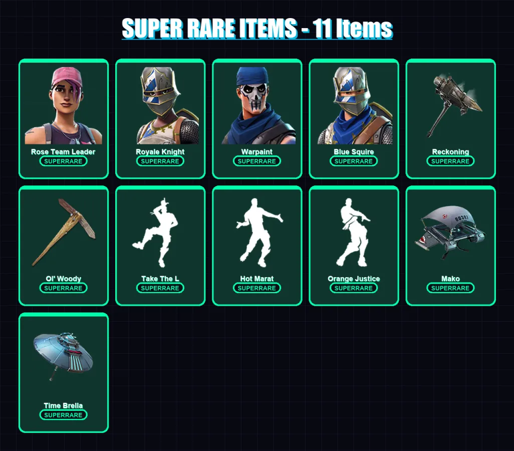 [PC/XBOX/PSN] | Rose Team Leader | Royale Knight | Warpaint | Blue Squire | Hades | 77 skin | 89 pickaxe | 80 emote | 84 glider | Lv980