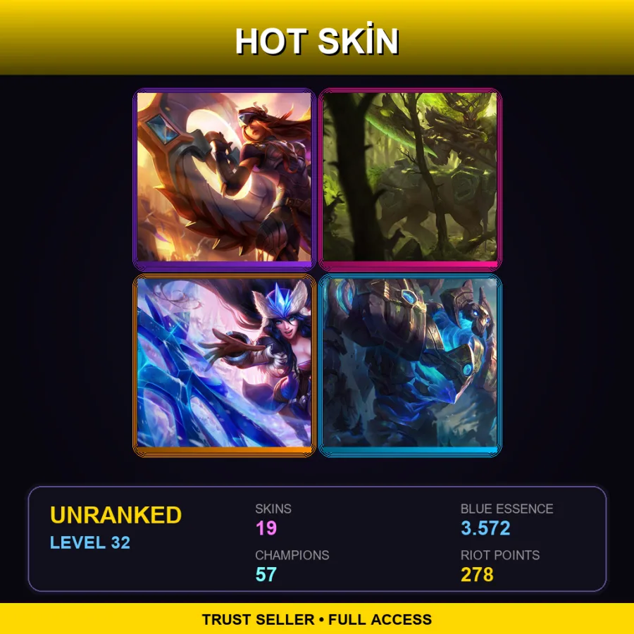 EUW | Lv32 | Unranked | 19 Skin | 57 Champ
