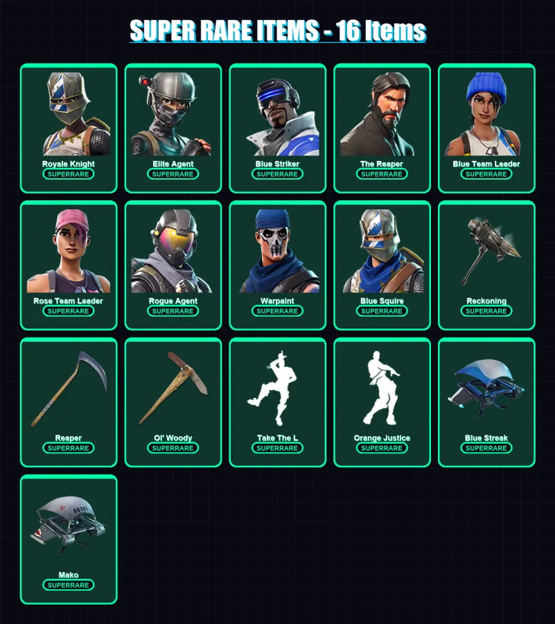 [PS4/PS5/XBOX/PC] | Royale Knight | Elite Agent | Blue Striker | The Reaper | Blue Team Leader | 51 skin | 50 pickaxe | 40 emote | 56 glider | Lv878 — Game account