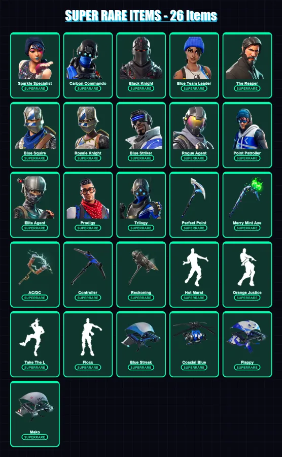 [PS4/PS5/XBOX/PC] | Sparkle Specialist | Carbon Commando | Black Knight | 98 skin | Lv1097