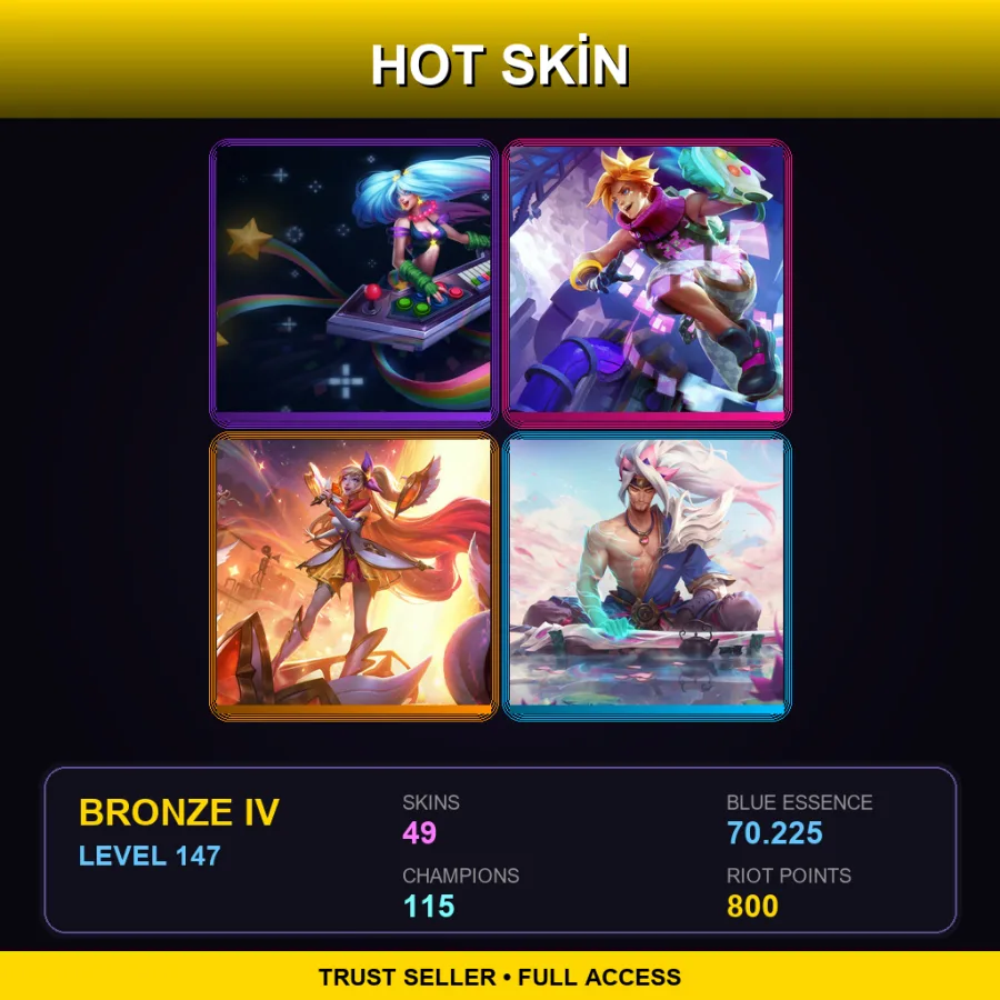 EUNE | Lv147 | Bronze IV | 49 Skin | 115 Champ — LoL account