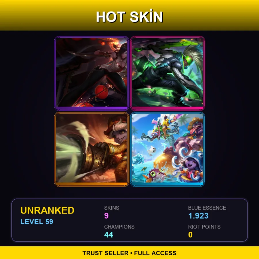 NA | Lv59 | Unranked | 9 Skin | 44 Champ