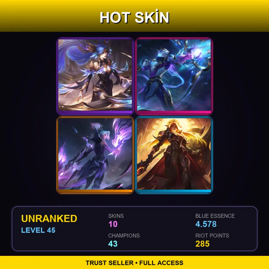 OCE | Lv45 | Unranked | 10 Skin | 43 Champ