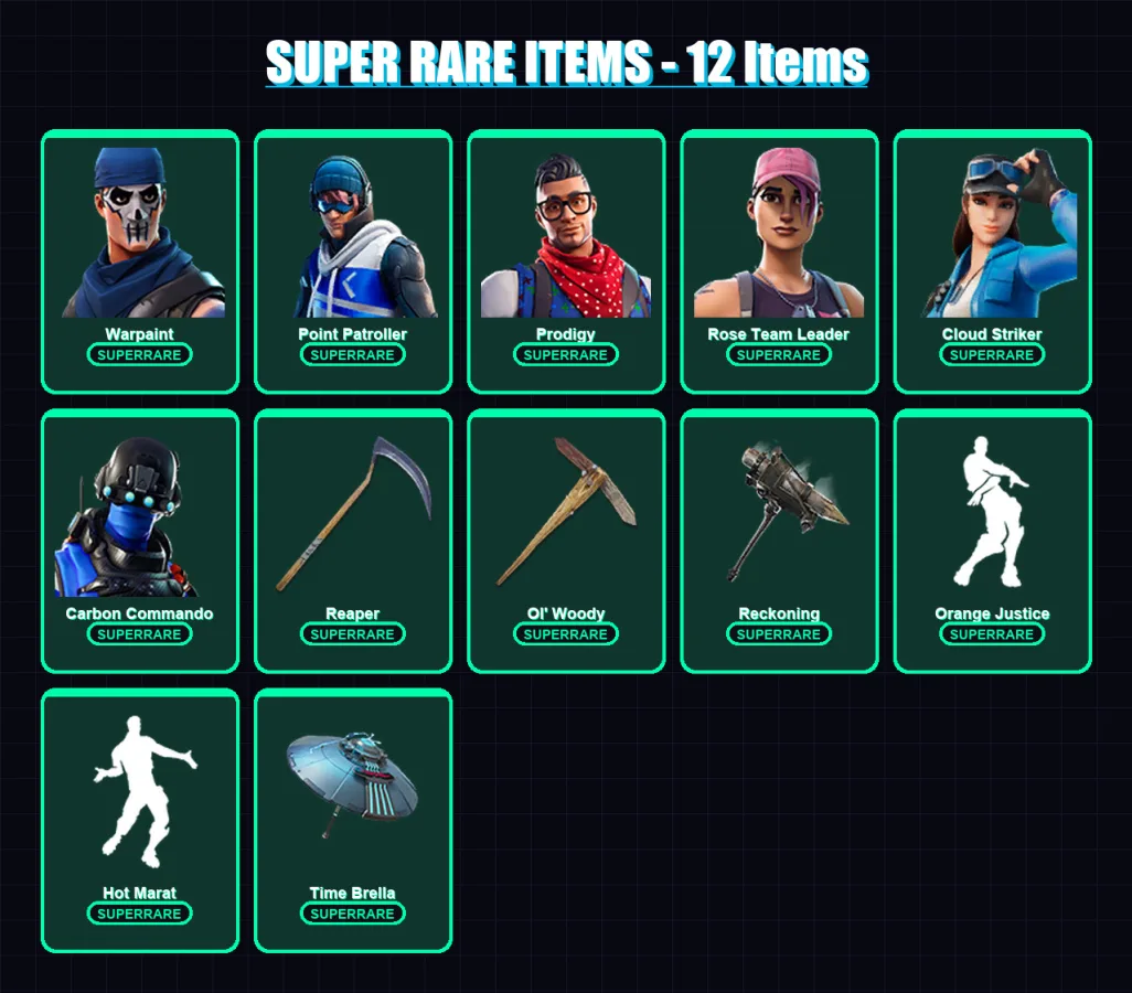 [PC/XBOX] | Warpaint | Point Patroller | Prodigy | Rose Team Leader | Cloud Striker | 157 skin | 156 pickaxe | 148 emote | 142 glider | Lv2391 — Fortnite account