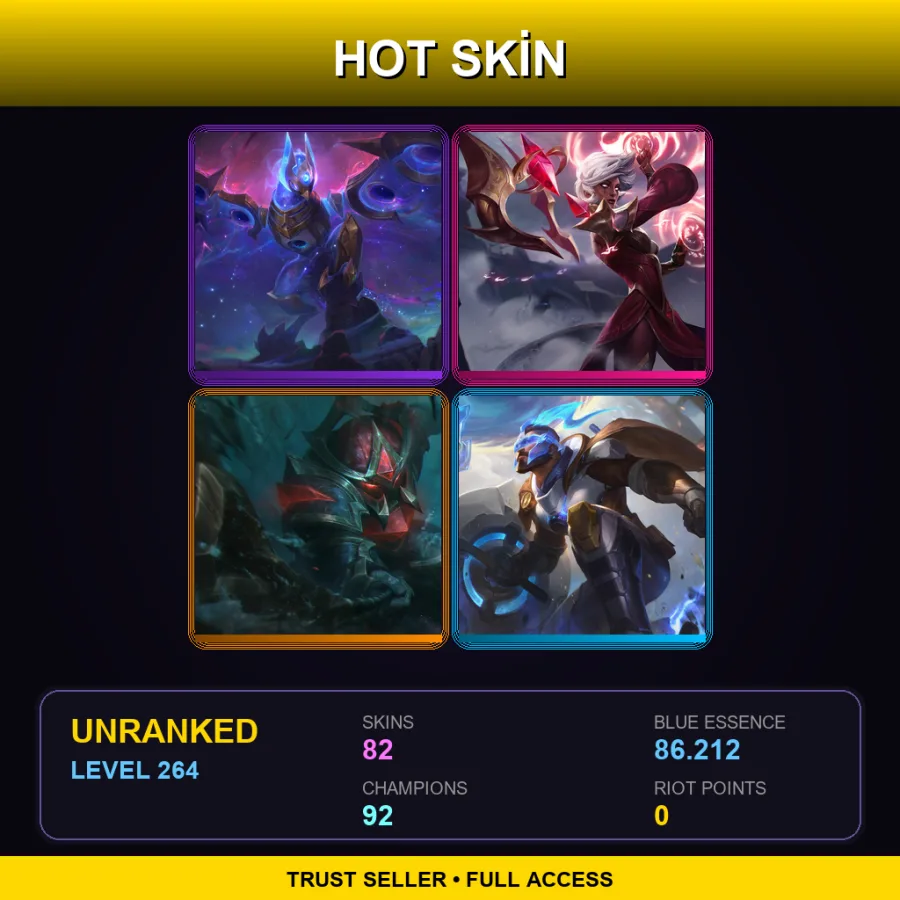 LAS | Lv264 | Unranked | 82 Skin | 92 Champ — Skt T1 Nami